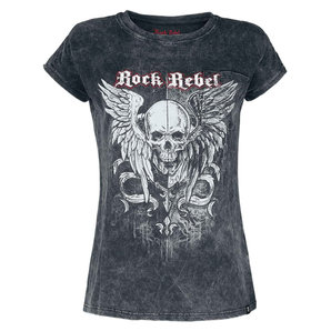 Rock Rebel Skull Wings Damen T-Shirt Grau
